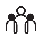 Icon of three people to represent a group of people.