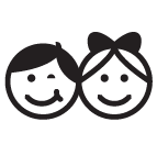 Icon of cartoon young male and young female faces.