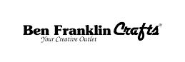 black and white logo for Ben Franklin Crafts